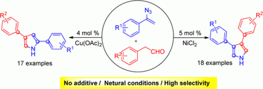 35. 2,4- vs 3,4-Disubsituted Pyrrole Synthesis Switched by Copper and Nickel Catalysts, Feng Chen and Ning Jiao*, Org. Lett., 2012, 14 (18), pp 4926–4929, DOI: 10.1021/ol302270z