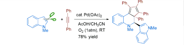 17. Palladium-Catalyzed Ring-Expansion Reaction of Indoles with Alkynes: From Indoles to Tetrahydroquinoline Derivatives Under Mild Reaction Conditions, Zhuangzhi Shi and Ning Jiao,  Angew. Chem. Int. Ed. 2010, 49, 4036