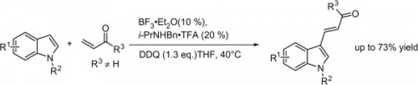 43. Csp2–Csp2 bond formation via Lewis acid/ammonium salt cocatalyzed tandem addition and oxidative dehydrogenation strategy: alkenylation of indoles with a,b-unsaturated ketones, 