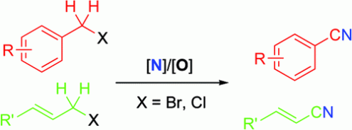 21. An Efficient Transformation from Benzyl or Allyl Halides to Aryl and Alkenyl Nitriles, Wang Zhou and Ning Jiao*, Org. Lett., 2010, 12 (12), pp 2888–2891, DOI: 10.1021/ol101094u