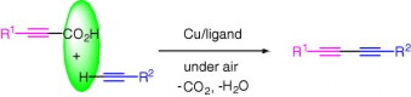 18. Copper-catalyzed decarboxylative cross-coupling of propiolic acids and terminal alkynes, Miao Yu*, Delin Pan and Ning Jiao*, Tetrahedron Letters 51 (2010) 1287–1290, doi:10.1016/j.tetlet.2009.12.138