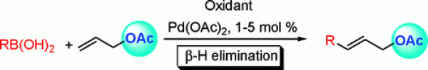 7. Control of Chemo-, Regio-, and Stereoselectivities in Ligand-Free Pd-Catalyzed Oxidative Heck Reactions of Arylboronic Acids or Alkenylboronate with Allyl Esters,Yijin Su and Ning Jiao, Org. Lett., 2009, 11 (14), pp 2980–2983