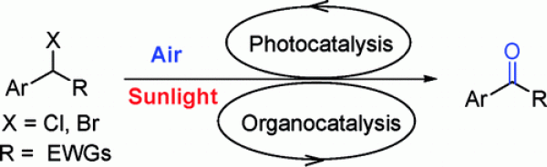 28. Utilization of Natural Sunlight and Air in the Aerobic Oxidation of Benzyl Halides, Yijin Su, Liangren Zhang and Ning Jiao*, Org. Lett., 2011, 13 (9), pp 2168–2171, DOI: 10.1021/ol2002013