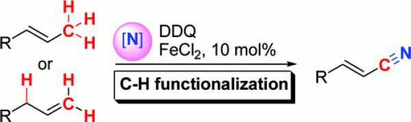 15. Iron-Facilitated Direct Oxidative C−H Transformation of Allylarenes or Alkenes to Alkenyl Nitriles, Chong Qin and Ning Jiao*, J. Am. Chem. Soc., 2010, 132 (45), pp 15893–15895, DOI: 10.1021/ja1070202