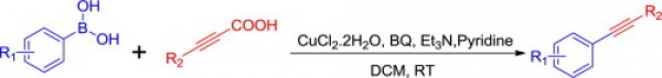 60. Cu-catalyzed decarboxylative coupling of propiolic acids with boronic acids， Tetrahedron Letters 54 (2013) 1951–1955, doi:10.1016/j.tetlet.2013.01.118