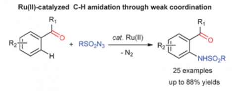 69. Ru(II)-catalyzed intermolecular C–H amidation of weakly coordinating ketones, Qing-Zhong Zheng and Ning Jiao*, Chem. Commun., 2013, 49, 5654, DOI: 10.1039/c3cc42613k