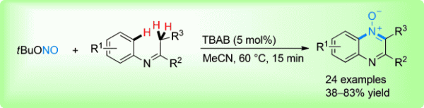 70. Dehydrogenative N-Incorporation : A Direct Approach to Quinoxaline N-Oxides under Mild Conditions, Feng Chen, Xiaoqiang Huang and Ning Jiao*, Angew. Chem. Int. Ed. 2014, 53, 10495, DOI : 10.1002/anie.201406479