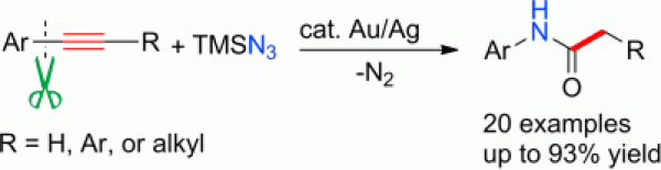 57. Selective Csp2Csp Bond Cleavage : The Nitrogenation of Alkynes to Amides, Chong Qin and Ning Jiao*, Angew. Chem. Int. Ed. 2013, 52, 7850, DOI : 10.1002/anie.201303376