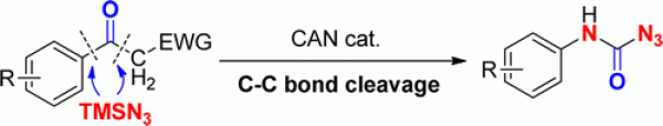 73. Ceric Ammonium Nitrate (CAN) Catalyzed Modiﬁcation of Ketones via Two C−C Bond Cleavages with the Retention of the Oxo-Group, Peng Feng, Xiang Sun, Xiaodong Shi,* and Ning Jiao*, Org. Lett. 2014, 16, 3388, doi: 10.1021/ol5014476