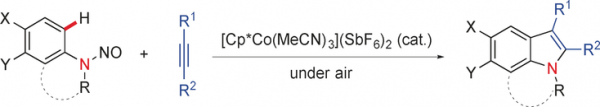 104. Cationic Cobalt(III) Catalyzed Indole Synthesis: The Regioselective Intermolecular Cyclization of N-Nitrosoanilines and Alkynes, Yujie Liang and Ning Jiao*, Angew. Chem. Int. Ed. 2016, 55, 4035. DOI: 10.1002/anie.201511002