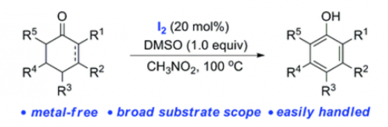 108. A highly efficient metal-free approach to meta- and multiple-substituted phenols via a simple oxidation of cyclohexenones, Green Chem., 2016,18, 6462-6467, 10.1039/C6GC02674E