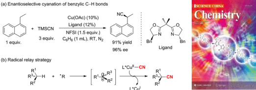 137.[Highlights] Copper-catalyzed enantioselective cyanation of benzylic C–H bonds via radical relay. Liang, Yujie and Jiao, NingScience China Chemistry 60, 105-106 (2016)10.1007/s11426-016-0441-6).